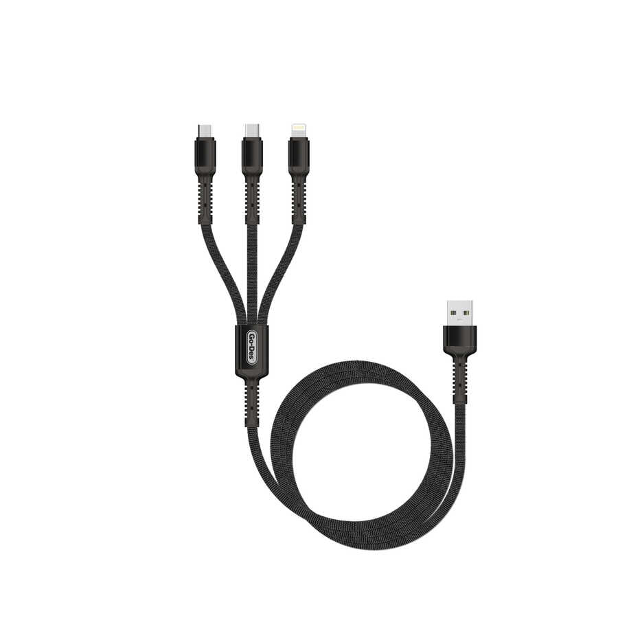 Go-Des GD-UC511 3 in 1 Usb Şarj ve Data Kablosu - 1 Go-Des GD-UC511 3 in 1 Usb Şarj ve Data Kablosu - 1